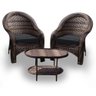 Conjunto de Poltronas Fibra Sintética Karibe - 2 Poltronas + 1 Mesa Centro - Tecido Duna Preto - 1