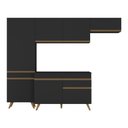 Ver imagem 5 de Armário Cozinha Modulada Compacta 252cm com Balcão Veneza Multimóveis Mp3760 Preto/dourado