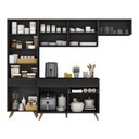 Ver imagem 4 de Armário Cozinha Modulada Compacta 252cm com Balcão Veneza Multimóveis Mp3760 Preto/dourado