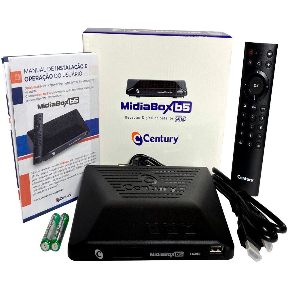 Receptor Century Midia Box B5 HDTV com Função Multimídia Entrada USB