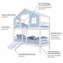 Ver imagem 4 de Beliche Casinha Dos Sonhos com Escada/ Escorregador Madeira Maciça Branco|Azul Housin