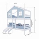 Ver imagem 3 de Beliche Casinha Dos Sonhos com Escada/ Escorregador Madeira Maciça Branco|Azul Housin