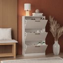 Ver imagem 6 de Sapateira Vertical Branca 3 Portas Basculantes 20 Pares Compacta Moderna