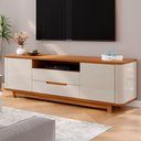 Ver imagem 3 de Rack Bancada para TV 70 pol 2 Portas 180 cm Cedro Off White Dcasa