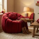 Ver imagem 1 de Poltrona Decorativa Concha c/Almofada Veludo Vermelho - Montanaris Decor