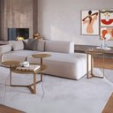 Ver imagem 2 de Kit Mesa de Centro e Mesa Lateral para Sala Pés Metálicos Dari A03 Hanover Dourado - Lyam Decor