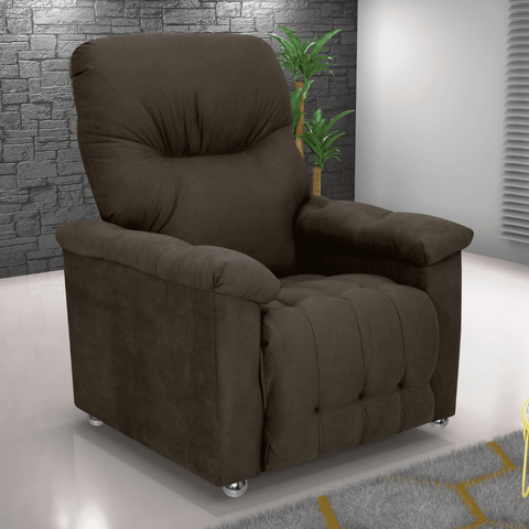 Poltrona Reclinável Verona Veludo Maserati Marrom 83x143cm para Sala e Descanso