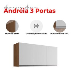 Armário Aéreo para Cozinha Ambiente Andréia 3 Portas 120cm Ajl - 4