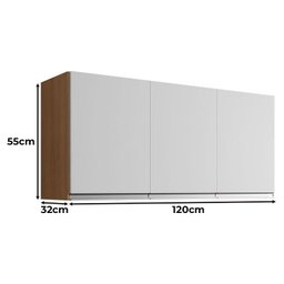 Armário Aéreo para Cozinha Ambiente Andréia 3 Portas 120cm Ajl - 2