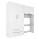 Ver imagem 2 de Guarda Roupa Infantil 4 Pts 2 Gav com Escrivaninha Joy Bco/rosa - M.a Branco/rosa