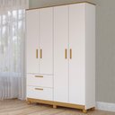 Ver imagem 2 de Guarda Roupa Infantil Roupeiro Jujuba 4 Portas 2 Gavetas MDF Branco Loja Doce Lar 129.6cm
