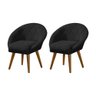 Kit 2 Poltronas Decorativa Canastra Estofada Linho Preto Pés Palito em Madeira Maciça - 1