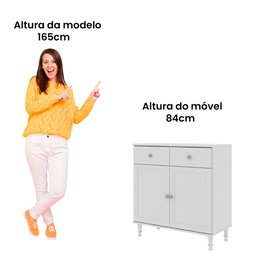 Aparador Buffet Ditália 2 Gavetas 2 Portas R-629 Cor:Branco - 5