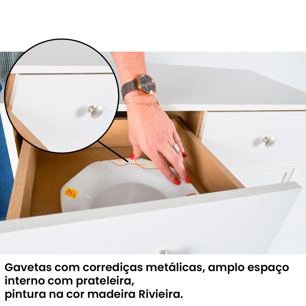 Aparador Buffet Ditália 2 Gavetas 2 Portas R-629 Cor:Branco - 6