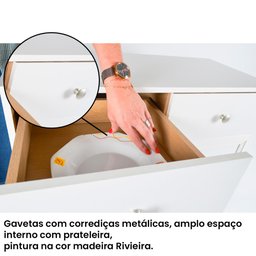 Aparador Buffet Ditália 2 Gavetas 2 Portas R-629 Cor:Branco - 6
