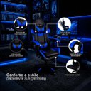 Ver mais imagens de Cadeira Gamer Stillus Reclinável 120° com Apoio para Os Pés e Cabeça Azul