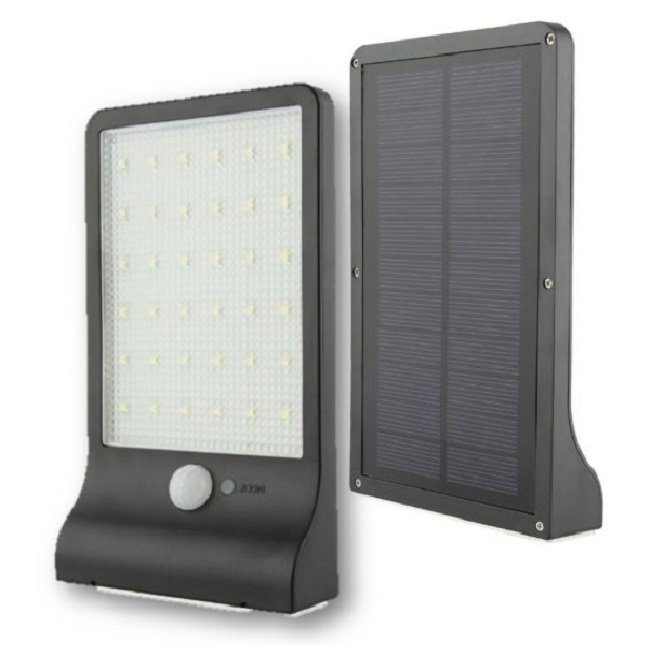 Luminária Arandela Solar com Sensor 36 LED Potente Preto - 6