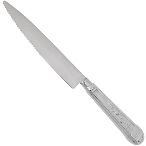 Jogo 24 Facas de Jantar Prateada Aço Inox Churrasco 24cm Serrilhada Luxo