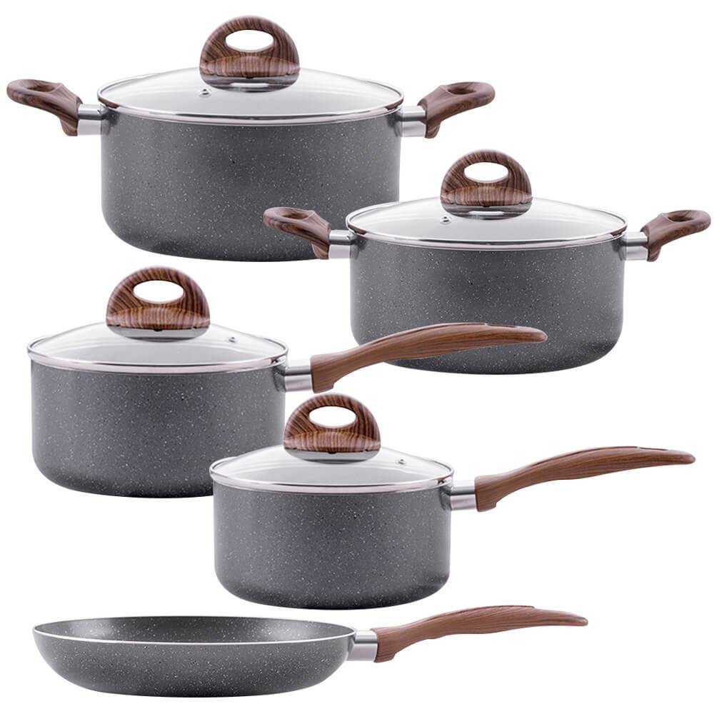 Conjunto de Panelas Antiaderente de Indução Ceramic Life Smart Plus Granito 5 Peças - Brinox 4774