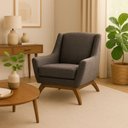 Ver imagem 1 de Poltrona Dekorien Juliet Linho Mescla Marrom Alto Acabamento