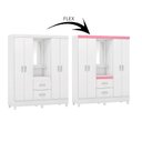 Ver imagem 3 de Guarda Roupa Roupeiro Solteiro 42220 04 Portas 02 Gavetas Lord Branco Rosa Flex Demóbile