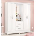 Ver imagem 1 de Guarda Roupa Roupeiro Solteiro 42220 04 Portas 02 Gavetas Lord Branco Rosa Flex Demóbile