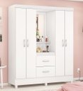 Ver imagem 1 de Guarda Roupa Roupeiro Solteiro 42220 04 Portas 02 Gavetas Lord Branco Rosa Flex Demóbile