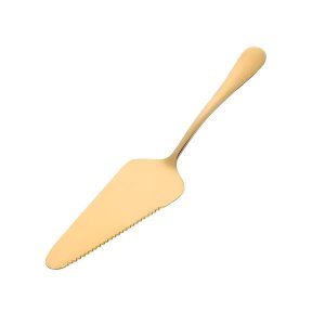 Espátula Aço Inox Dourada para Bolo Torta de Servir 22,5cm Mesa Posta