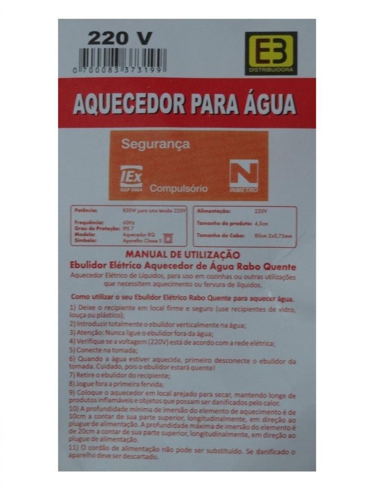 Kit 2 Ebulidor de Água Elétrico Rabo Quente 220V e 110V - 2