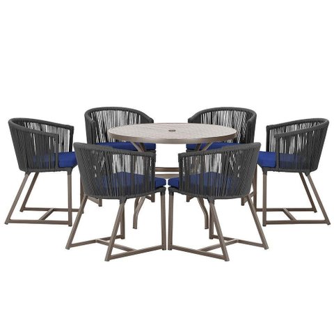 Mesa e 6 Cadeiras Jantar Noronha Marrom E10 Trama Original Preto