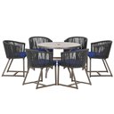 Ver imagem 1 de Mesa e 6 Cadeiras Jantar Noronha Marrom E10 Trama Original Preto