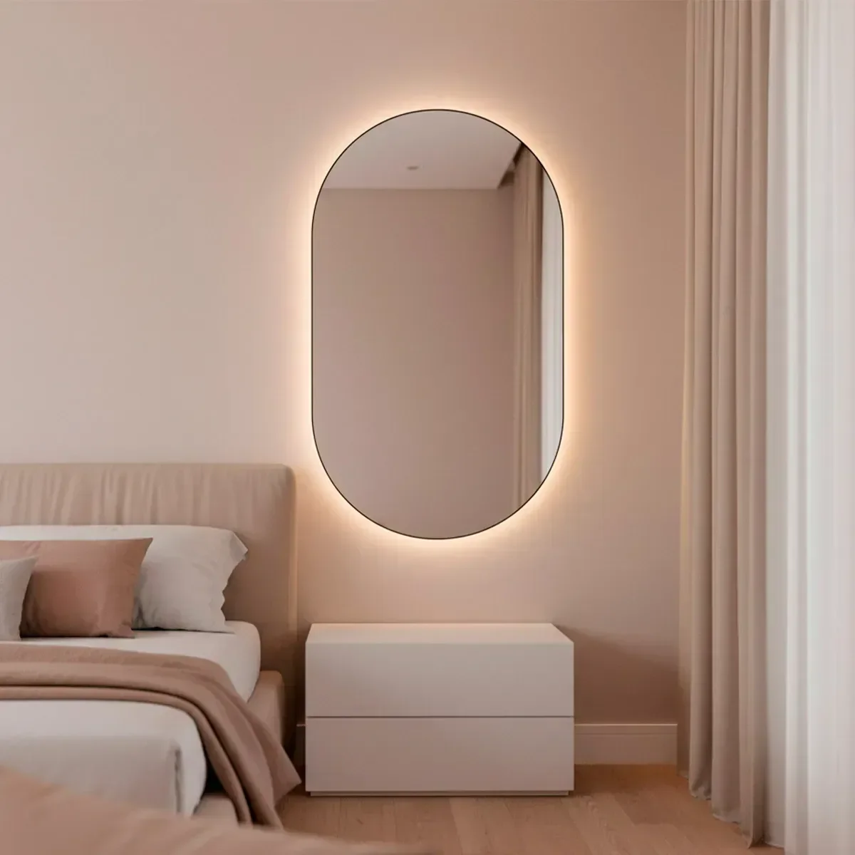 Espelho Orgânico com Led Frio 50x80cm Grande Decorativo Quarto Sala Banheiro Lançamento