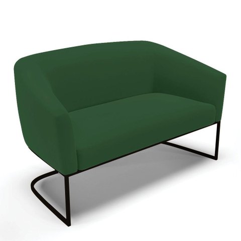 Sofá Namoradeira 2 Lugares Base Industrial Preto Stella Veludo D03 - D'Rossi Cor Verde