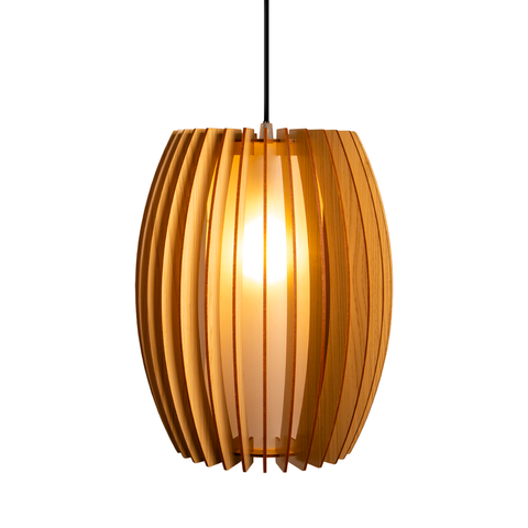 Luminária Lustre Pendente Vazado Aletado Mdf Madeira Rustico Cor:marfim