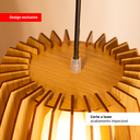 Ver imagem 2 de Luminária Lustre Pendente Vazado Aletado Mdf Madeira Rustico Cor:marfim