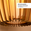 Ver imagem 3 de Luminária Lustre Pendente Vazado Aletado Mdf Madeira Rustico Cor:marfim