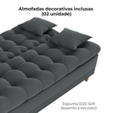 Ver imagem 6 de Sofa Cama 2 Lugares 185 Cm Duda Veludo Light B250 Cinza Milani Store