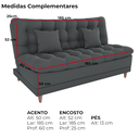 Ver imagem 4 de Sofa Cama 2 Lugares 185 Cm Duda Veludo Light B250 Cinza Milani Store