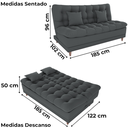 Ver imagem 3 de Sofa Cama 2 Lugares 185 Cm Duda Veludo Light B250 Cinza Milani Store