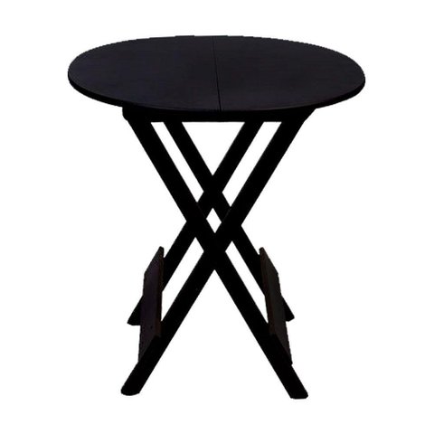 Mesa Redonda Dobrável Em Madeira Maciça 70X70 Preto