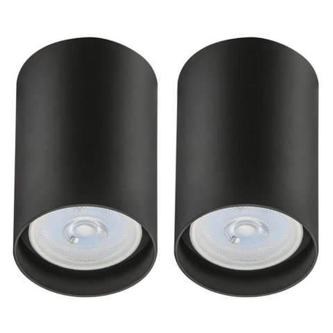 Kit 2 Spots de Sobrepor Luminária de Teto Zoom Preto Bivolt Dital Sala Cozinha Escritório
