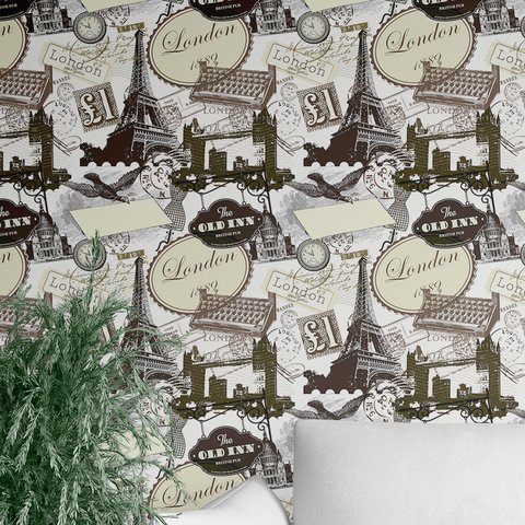 Papel De Parede Adesivo Lavável Londres Paris Vintage Adesivo Vinílico