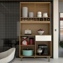 Ver imagem 2 de Cozinha Compacta Luz 1 Gaveta 4 Portas 100% Mdf Amêndoa/branco - Panorama Móveis