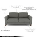 Ver imagem 3 de Sofá Sala de Estar Living 3 Lugares 280cm Presley Pés Madeira Veludo Cinza G52 - Gran Belo
