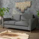 Ver imagem 1 de Sofá Sala de Estar Living 3 Lugares 280cm Presley Pés Madeira Veludo Cinza G52 - Gran Belo