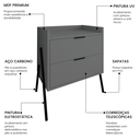 Ver imagem 2 de Kit 2 Mesas de Cabeceiras Retrô com 2 Gavetas Asher 45cm - Cinza