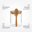 Ver imagem 2 de Porta Tempero Vidro Colher 250ml Borossilicato Tampa Bambu