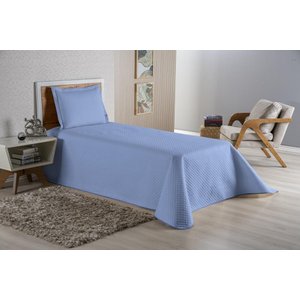 Colcha Cobre Leito Solteiro 2 Peças Dubai Matelado Azul