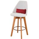 Ver imagem 3 de Kit 07 Banquetas Alta Maya Giratória Com Encosto Gourmet Linho Bege e Almofada Suede Vermelho -