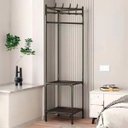 Ver imagem 4 de Arara Cabideiro de Canto Prateleira Sapateira 2 Andares Gancho Multiuso Pendura  Roupa Toalha Q